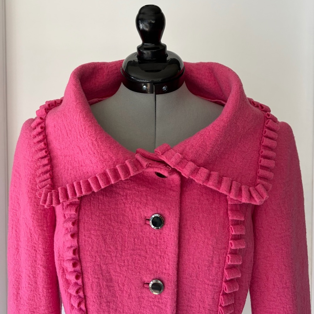 Peggy Jennings VTG felted wool jacket, ribbon-style trim, silk lined, pink, XS - Picture 10 of 17